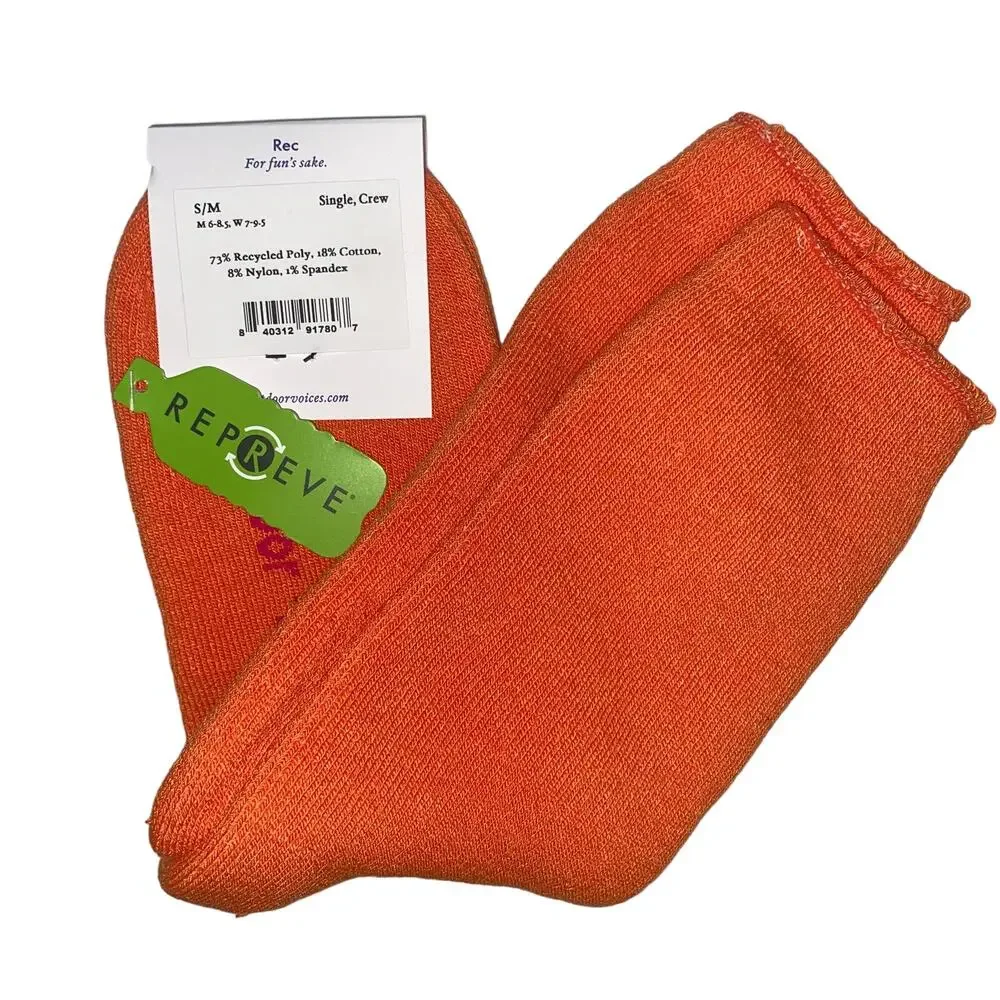 Outdoor Voices Socks S M Orange Crew‎ Mens Womens Rest Recovery Cushion 7-9.5